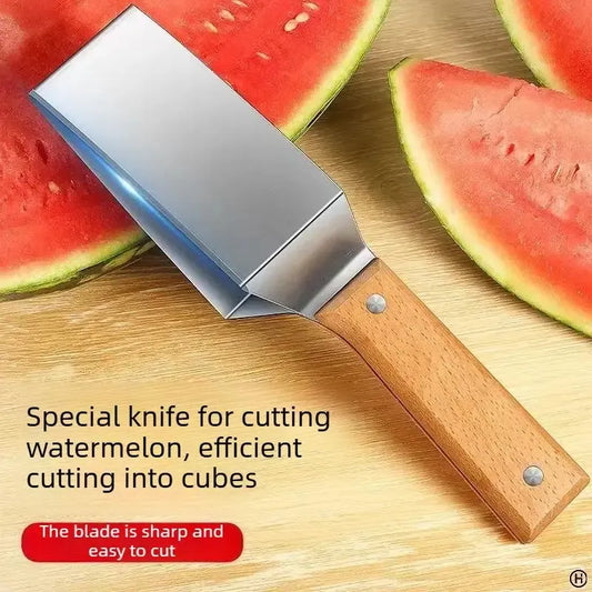 Stainless Steel Easy Watermelon Slicer with Ergonomic Wooden Handle