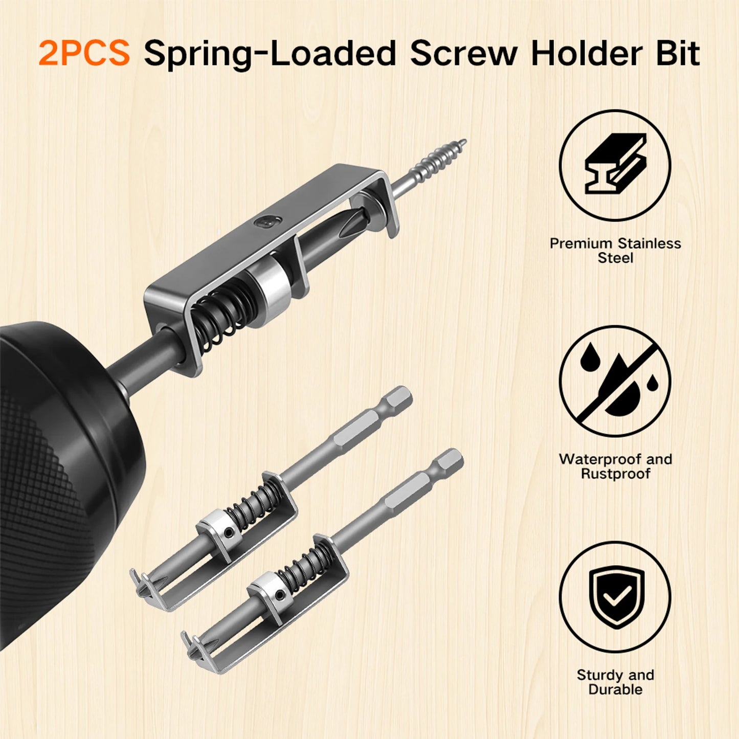 Spring loaded screw holder bit